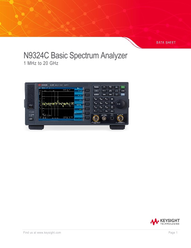 N9324C Basic Spectrum Analyzer Datasheet PDF Asset Page Keysight